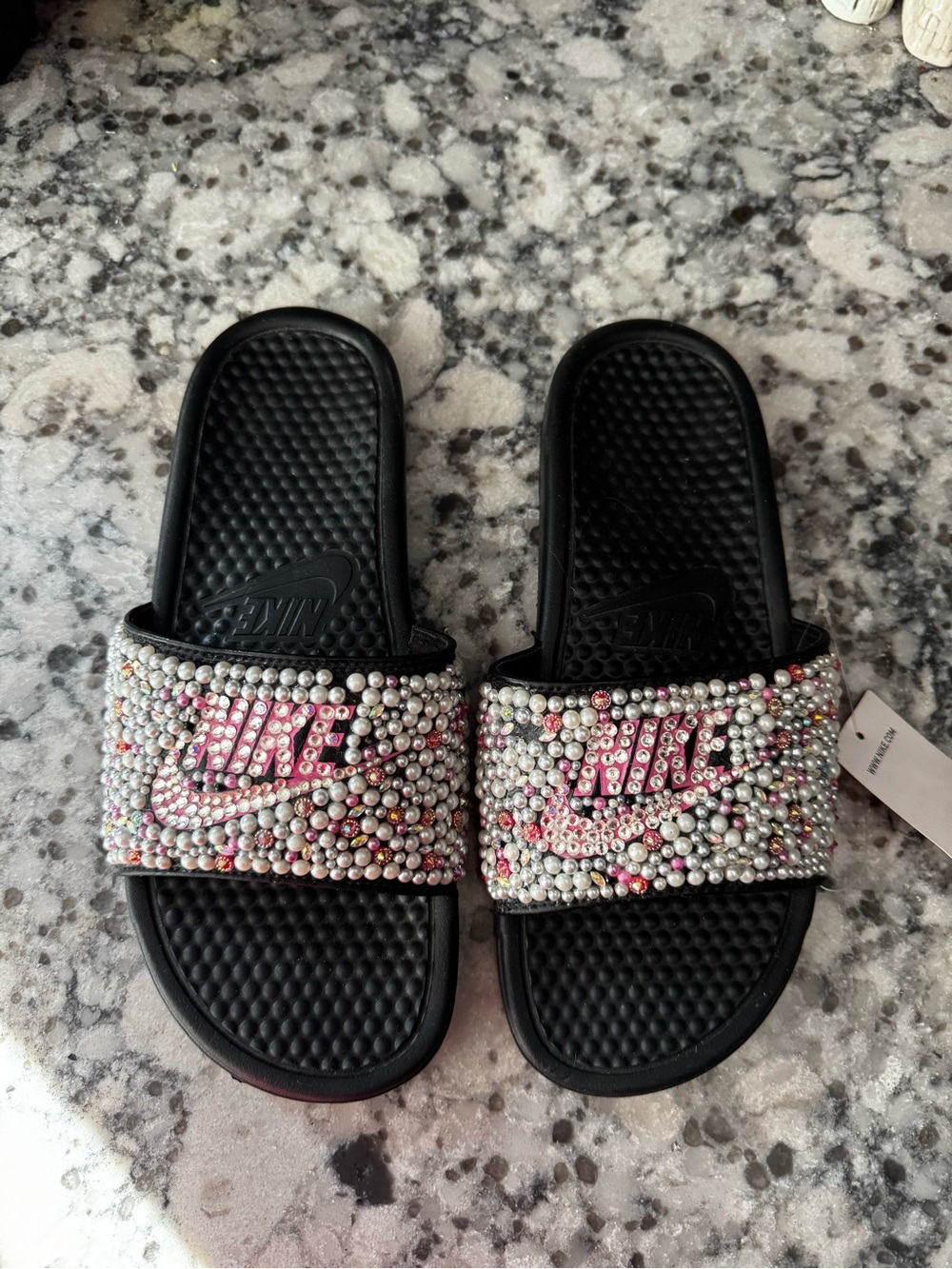 Nike Custom Bling Black Slide Sandals